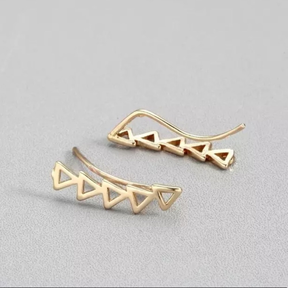 🎉 New Gold Plated Triangle Crawler Earrings set